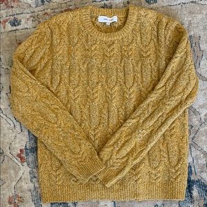 John + Jenn Mustard Cable Knit Sweater